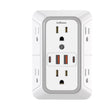 Multi-Functional Power Strip - 6 AC Outlets + 4 USB Ports Wall Socket