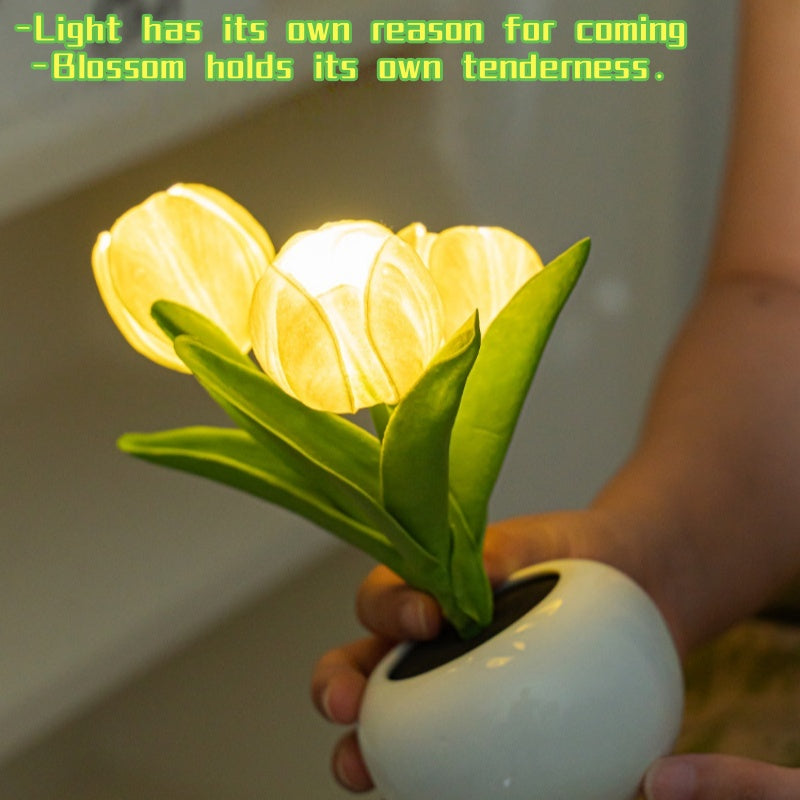 Tulip Lamp - LED Flower Table Lamp with Dimmable Touch Control | USB Rechargeable Night Light