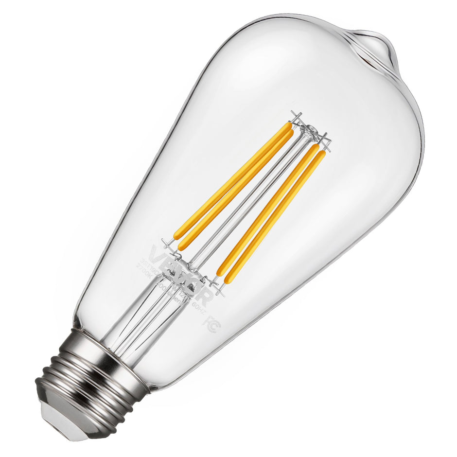 Edison LED Bulbs 6-Pack - Dimmable ST19 7W 800 Lumens | 2700K Warm White Vintage E26 Antique Bulbs