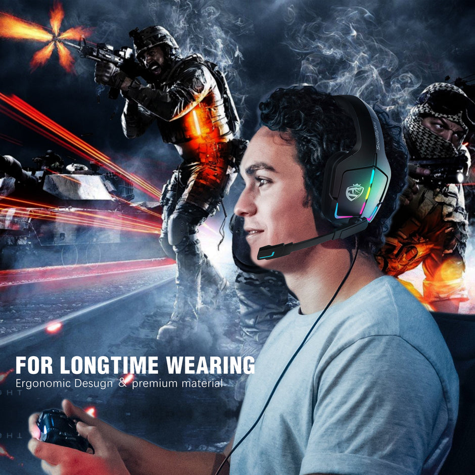 RGB Gaming Headset - Wired PC PS4 Headphones with Microphone