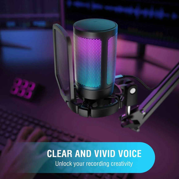 USB Condenser Gaming Microphone - Professional Streaming Mic for PC PS4 PS5