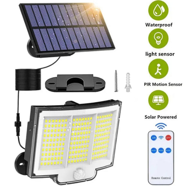 210 LED Solar Motion Sensor Light - Super Bright Outdoor Security Wall Lamp