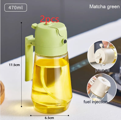 470ML Olive Oil Sprayer Dispenser - 2-in-1 Glass Spray Bottle for Cooking BBQ Air Fryer
