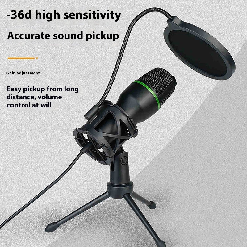 USB Condenser Microphone - Desktop Tripod with Pop Filter