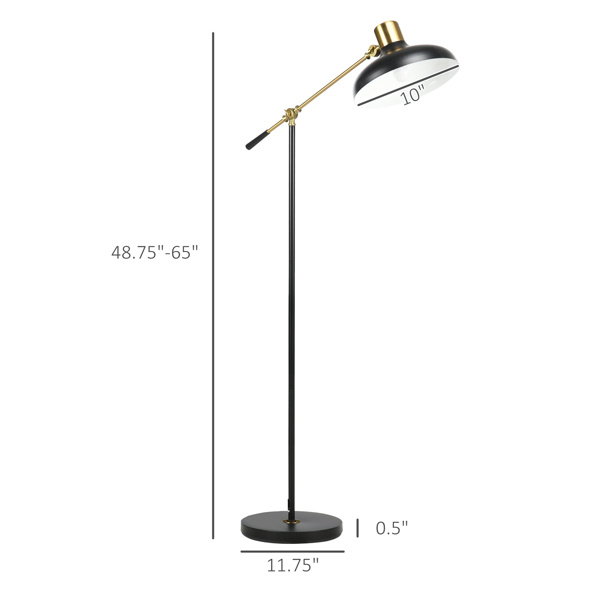 Adjustable Floor Lamp - Industrial Balance Arm Reading Light | 48-65