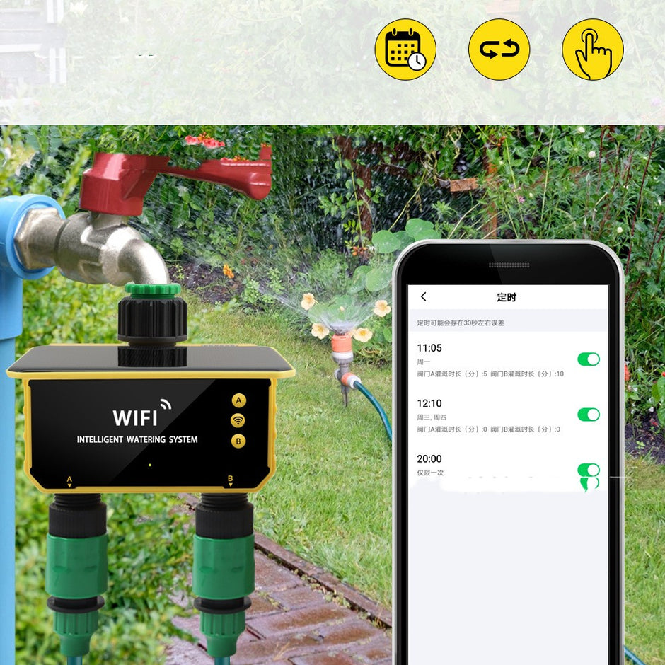 Solar WiFi Smart Water Valve Controller - Automatic Irrigation Timer for Garden & Lawn | Drip System