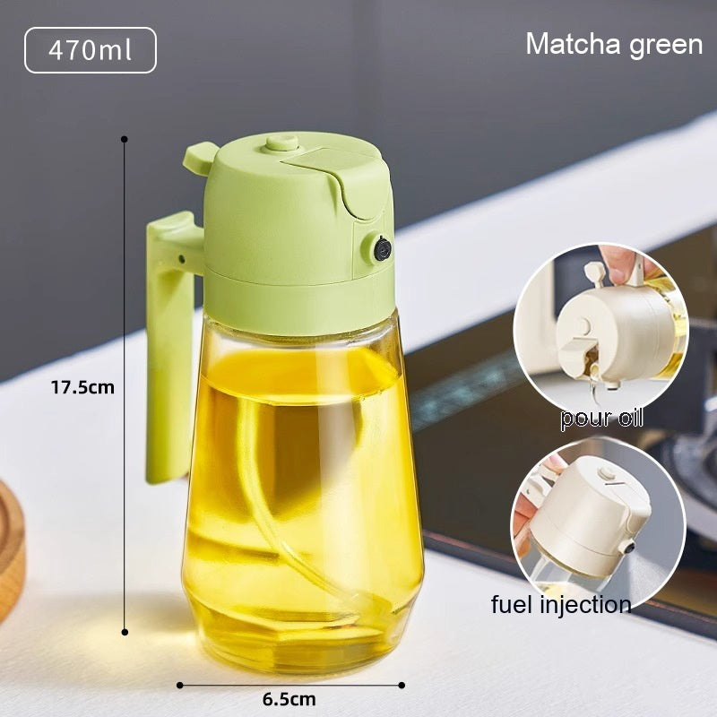 470ML Olive Oil Sprayer Dispenser - 2-in-1 Glass Spray Bottle for Cooking BBQ Air Fryer