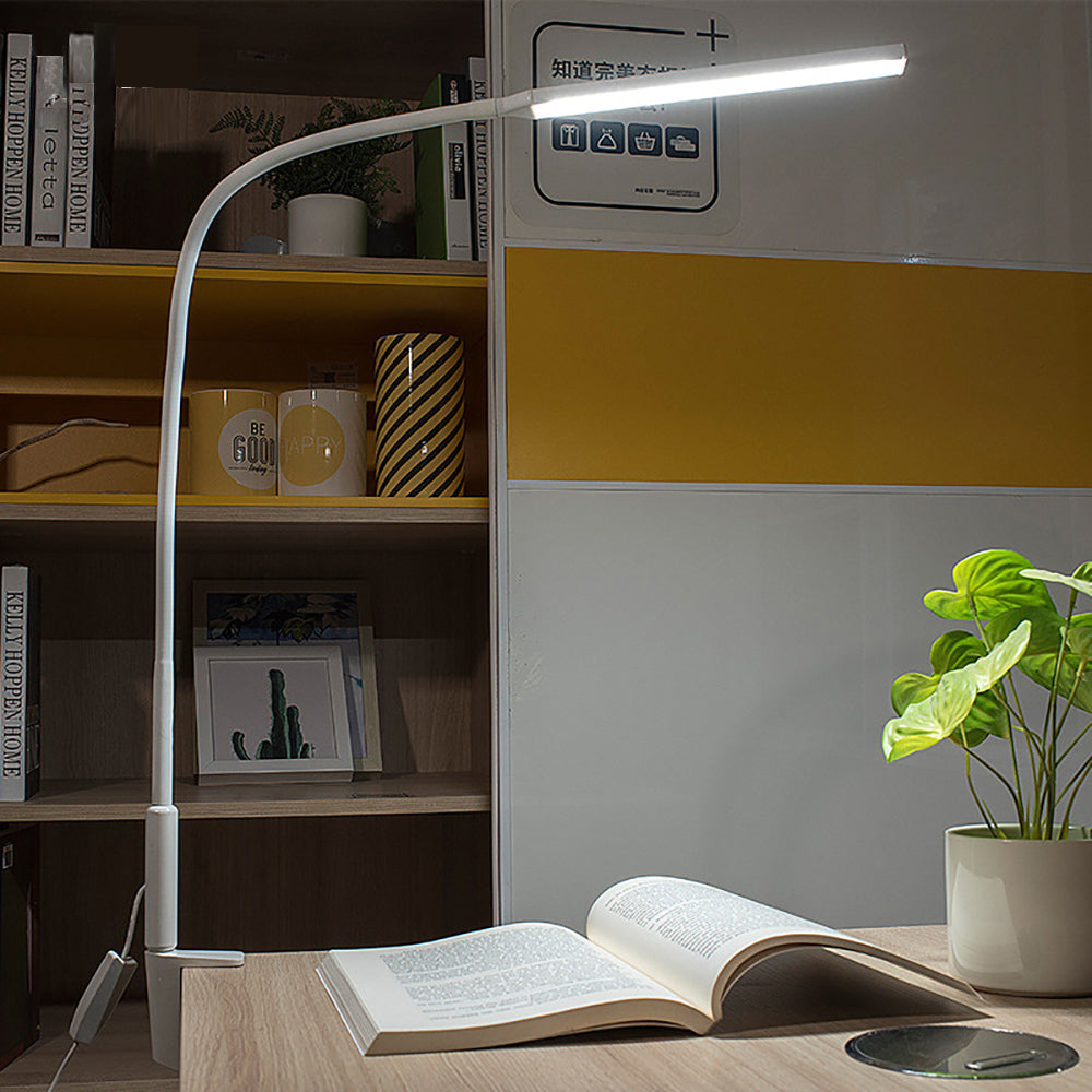 LED Clip Desk Lamp - Flexible Long Arm Reading Light with Touch Control
