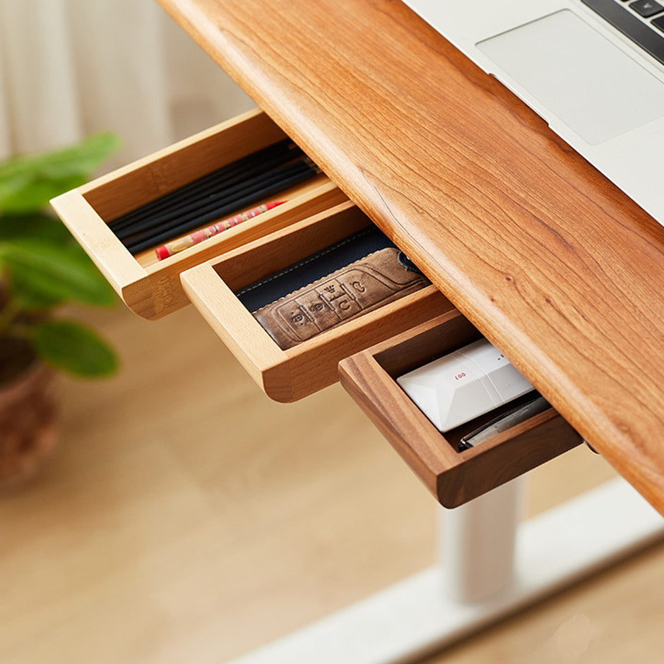 Wooden Under Desk Storage Drawer - Natural Wood Hidden Organizer