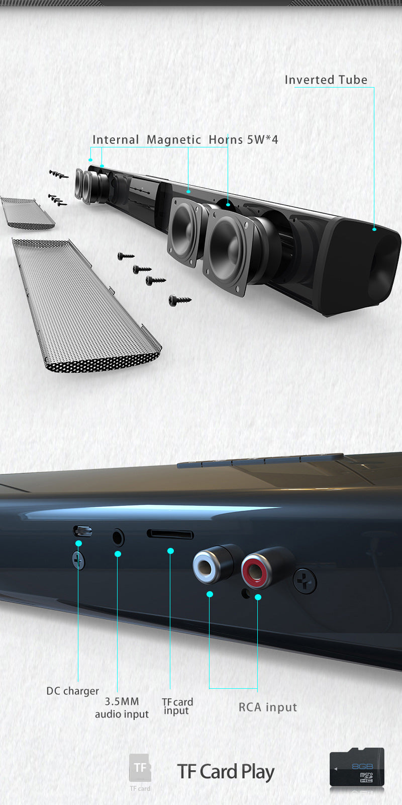 Home Theater Soundbar - Bluetooth Sound System with Remote Control