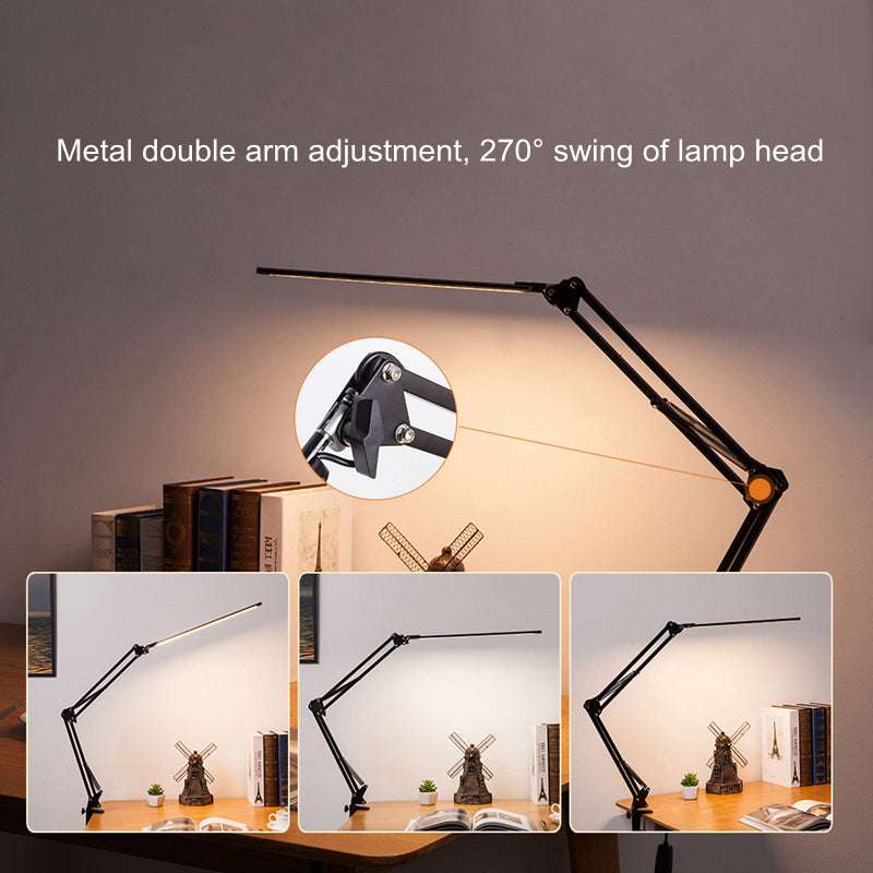 LED Desk Lamp - Adjustable Clip-On Work Light with 3 Colors