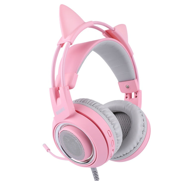 Gaming Headset with Cat Ears - USB 7.1 Surround Sound & RGB LED