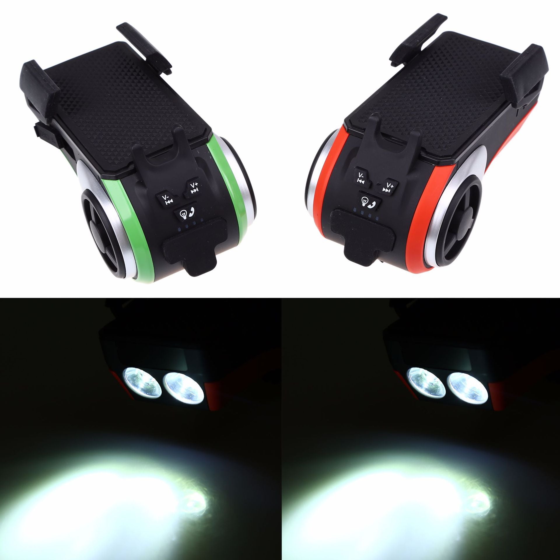 5-in-1 Bicycle Light - LED Light, Bluetooth Speaker, Power Bank & Phone Holder