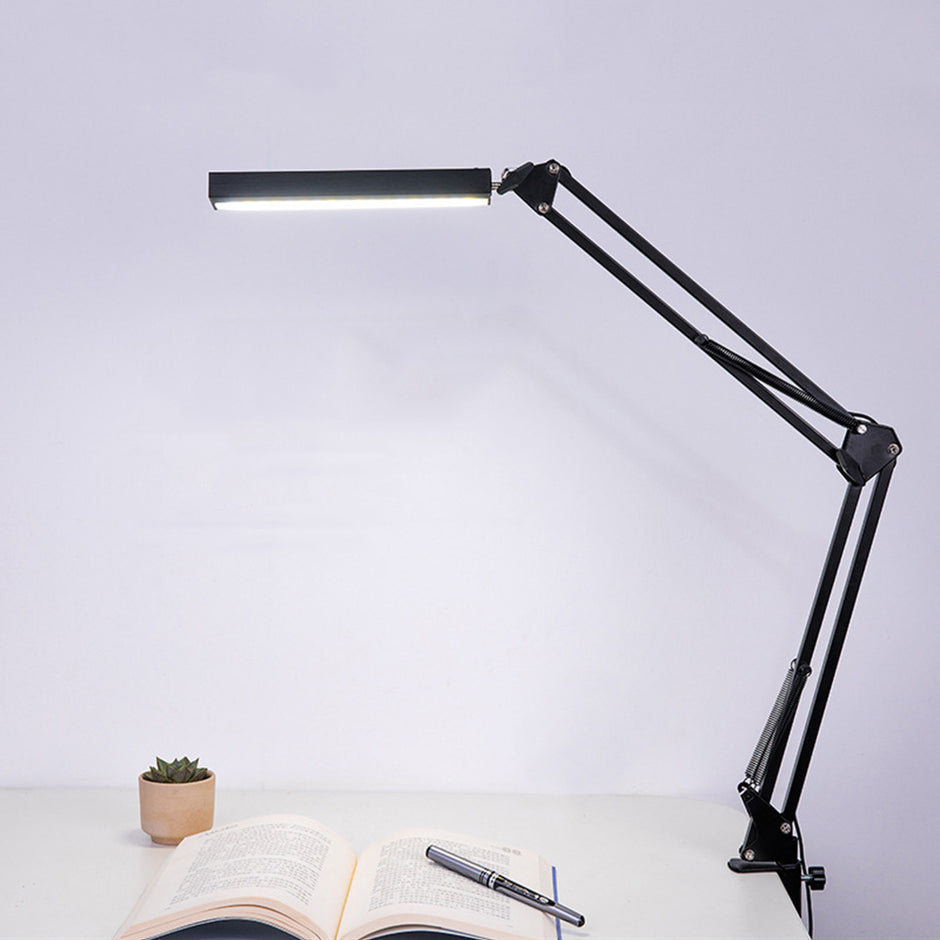 LED Desk Lamp - Rechargeable Clip-On Long Arm Light