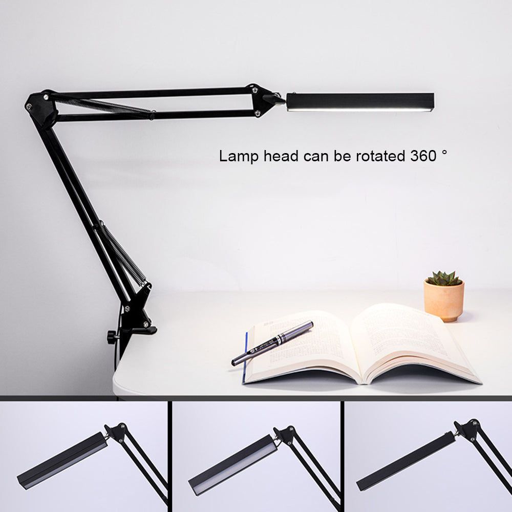 LED Desk Lamp - Rechargeable Clip-On Long Arm Light