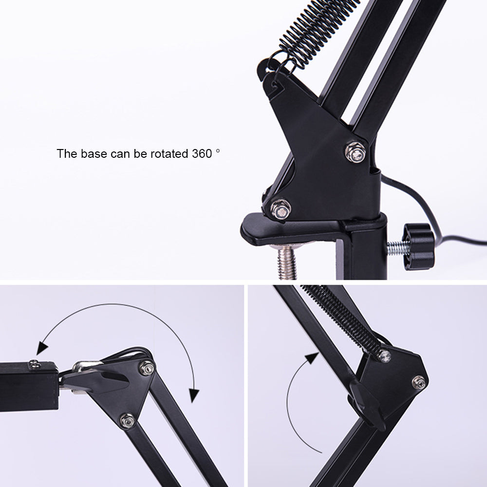 LED Desk Lamp - Rechargeable Clip-On Long Arm Light