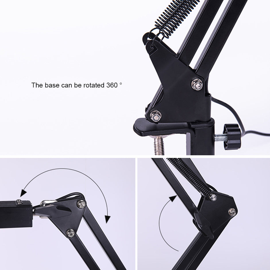 LED Desk Lamp - Rechargeable Clip-On Long Arm Light