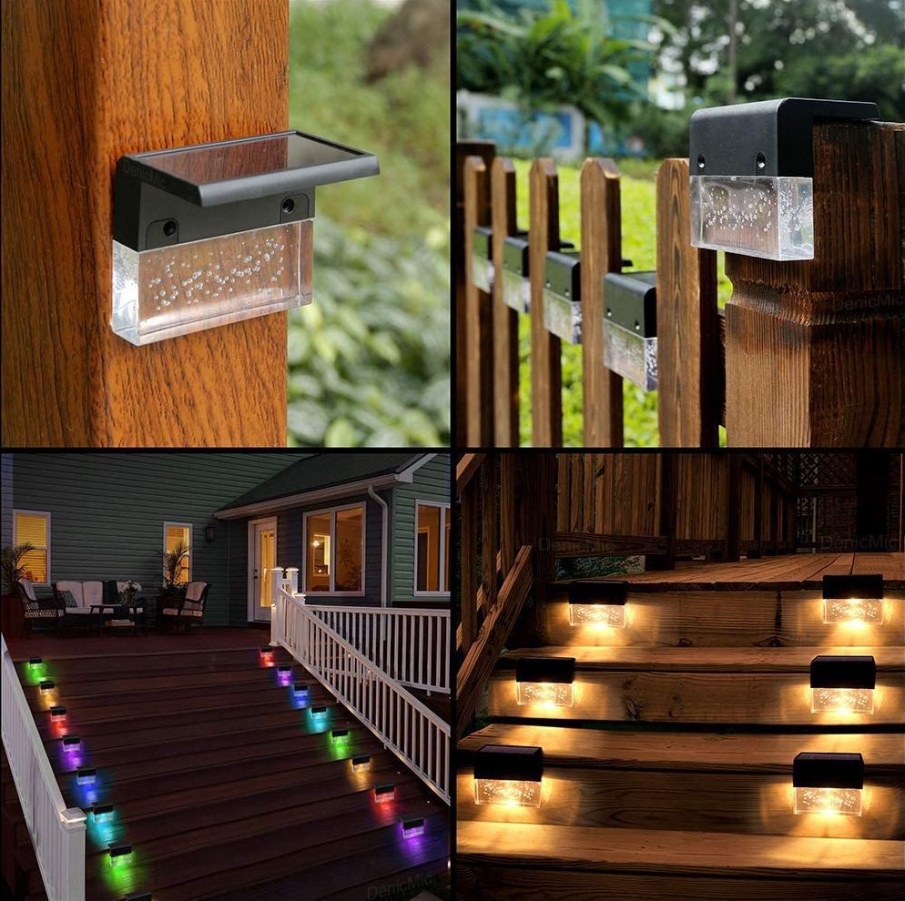 Solar LED Step Fence Light - Waterproof RGB Color Changing | IP65 Outdoor Stair & Deck Lighting