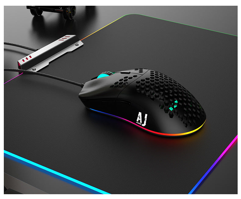 Lightweight Gaming Mouse - 16000 DPI Wired Honeycomb Design RGB Mouse