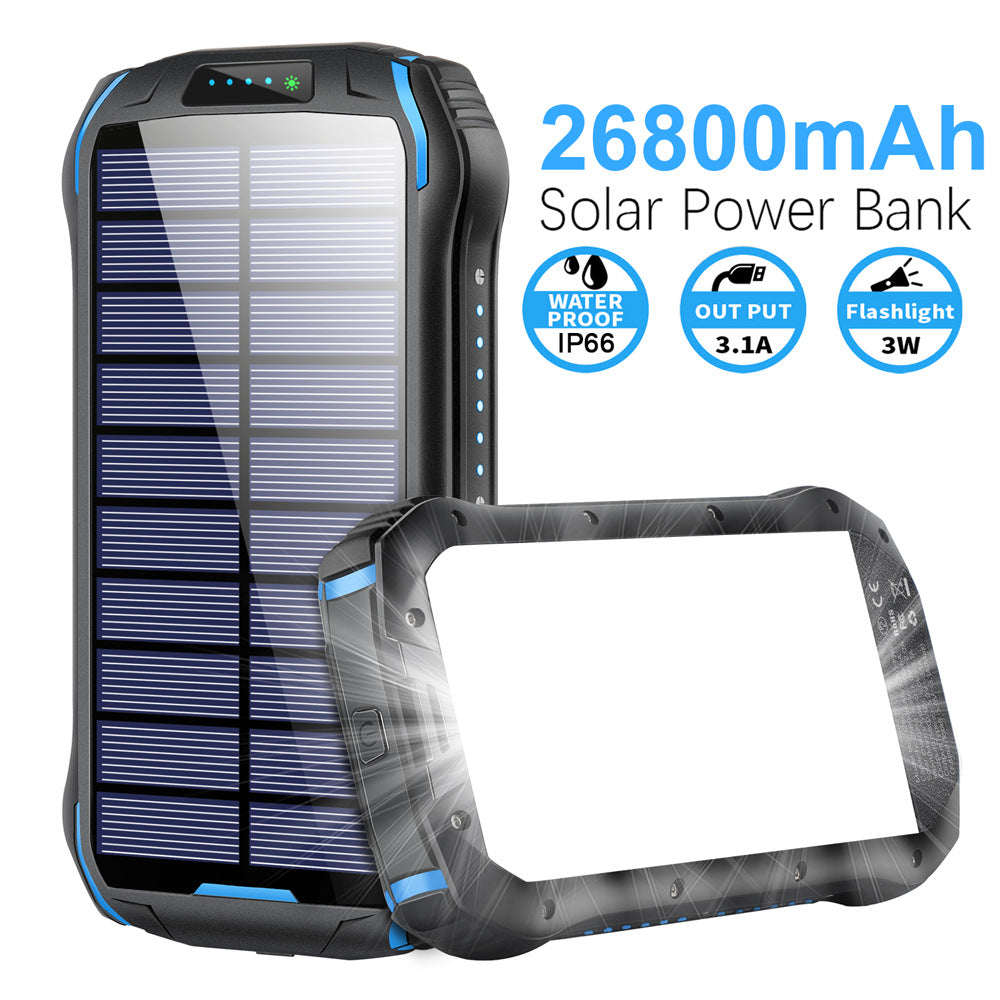 Solar Power Bank 26800mAh - Waterproof Outdoor Camping Emergency Charger