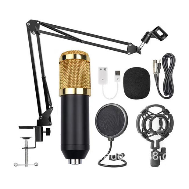 BM-800 Condenser Microphone Kit - USB Sound Card & Boom Arm Set