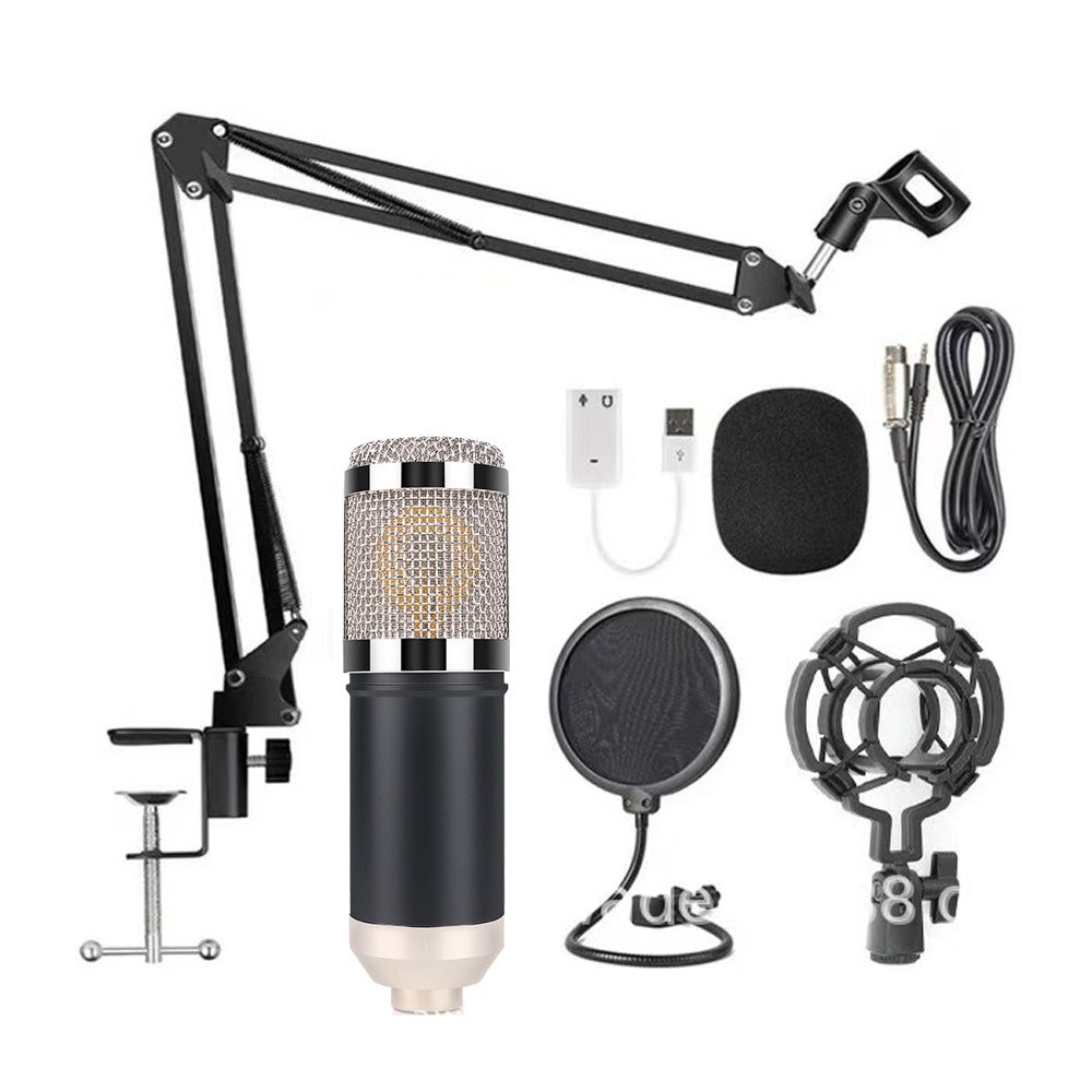 BM-800 Condenser Microphone Kit - USB Sound Card & Boom Arm Set