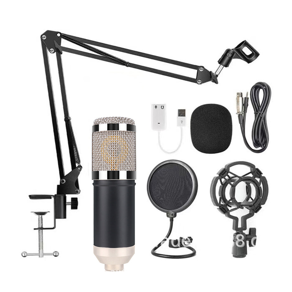 BM-800 Condenser Microphone Kit - USB Sound Card & Boom Arm Set