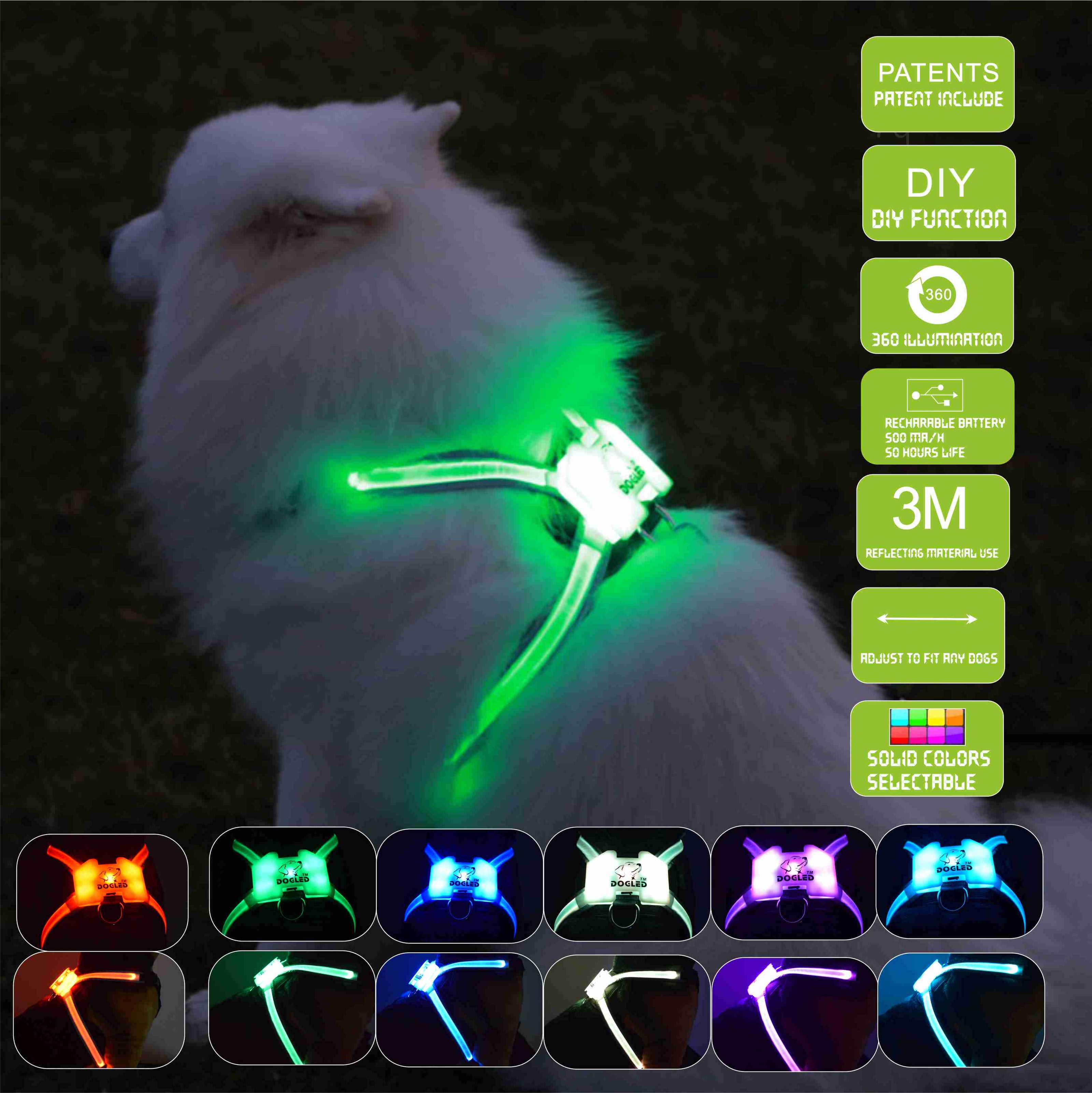 LED USB Rechargeable Dog Collar - Silicone Luminous Safety Collar for All Dog Sizes