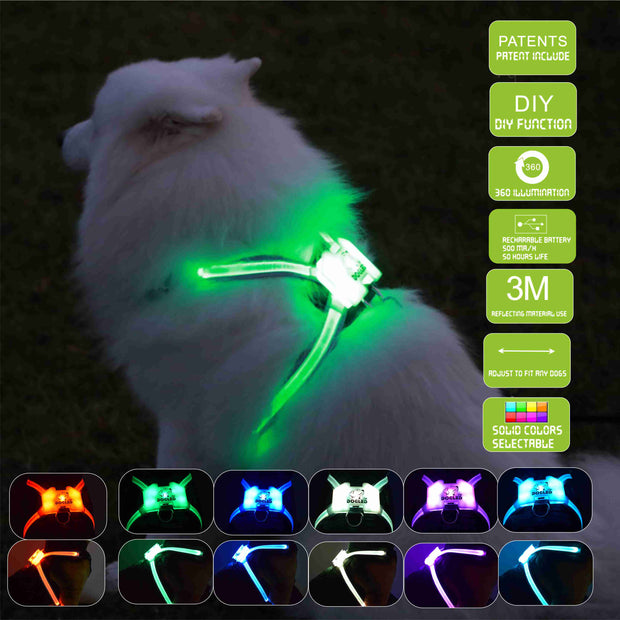 LED USB Rechargeable Dog Collar - Silicone Luminous Safety Collar for All Dog Sizes