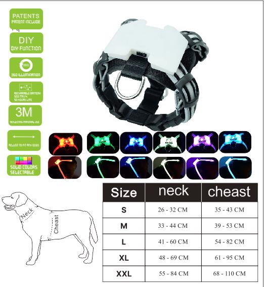 LED USB Rechargeable Dog Collar - Silicone Luminous Safety Collar for All Dog Sizes
