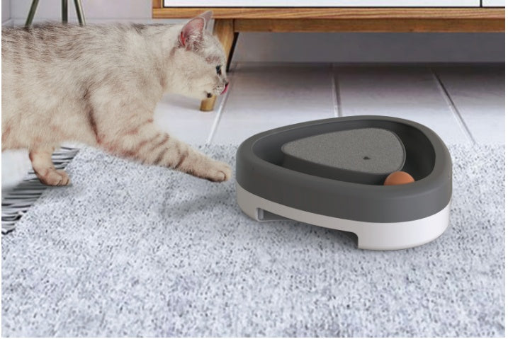 Interactive Cat Triangle Turntable Toy - Electric Rotating Feather Toy with Scratcher and Sound
