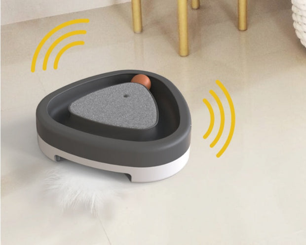 Interactive Cat Triangle Turntable Toy - Electric Rotating Feather Toy with Scratcher and Sound