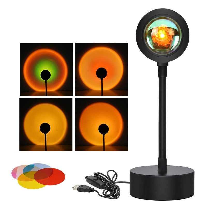 Sunset Projection Lamp - USB LED Night Light | 4 Modes Rainbow Projector for Room Decor & Photography