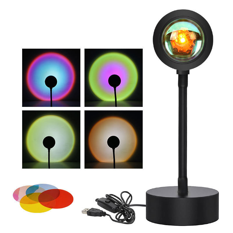 Sunset Projection Lamp - USB LED Night Light | 4 Modes Rainbow Projector for Room Decor & Photography