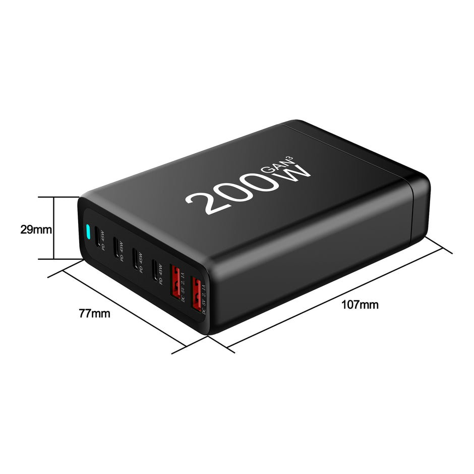 200W GaN High Power Charger - Multi-Device Fast Charging Station