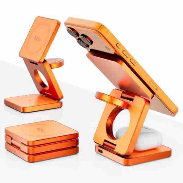 3-in-1 Foldable Wireless Charging Stand - Magnetic Desktop Charger