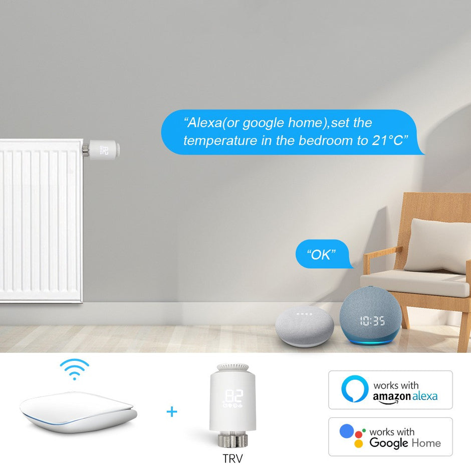 Smart Radiator Valve - WiFi Thermostat with APP & Voice Control | Alexa & Google Compatible
