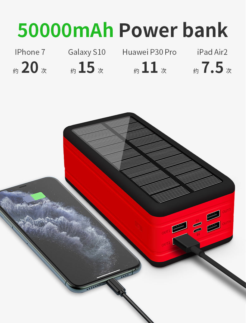 Solar Wireless Power Bank - High Capacity Portable Charger with Solar Panel