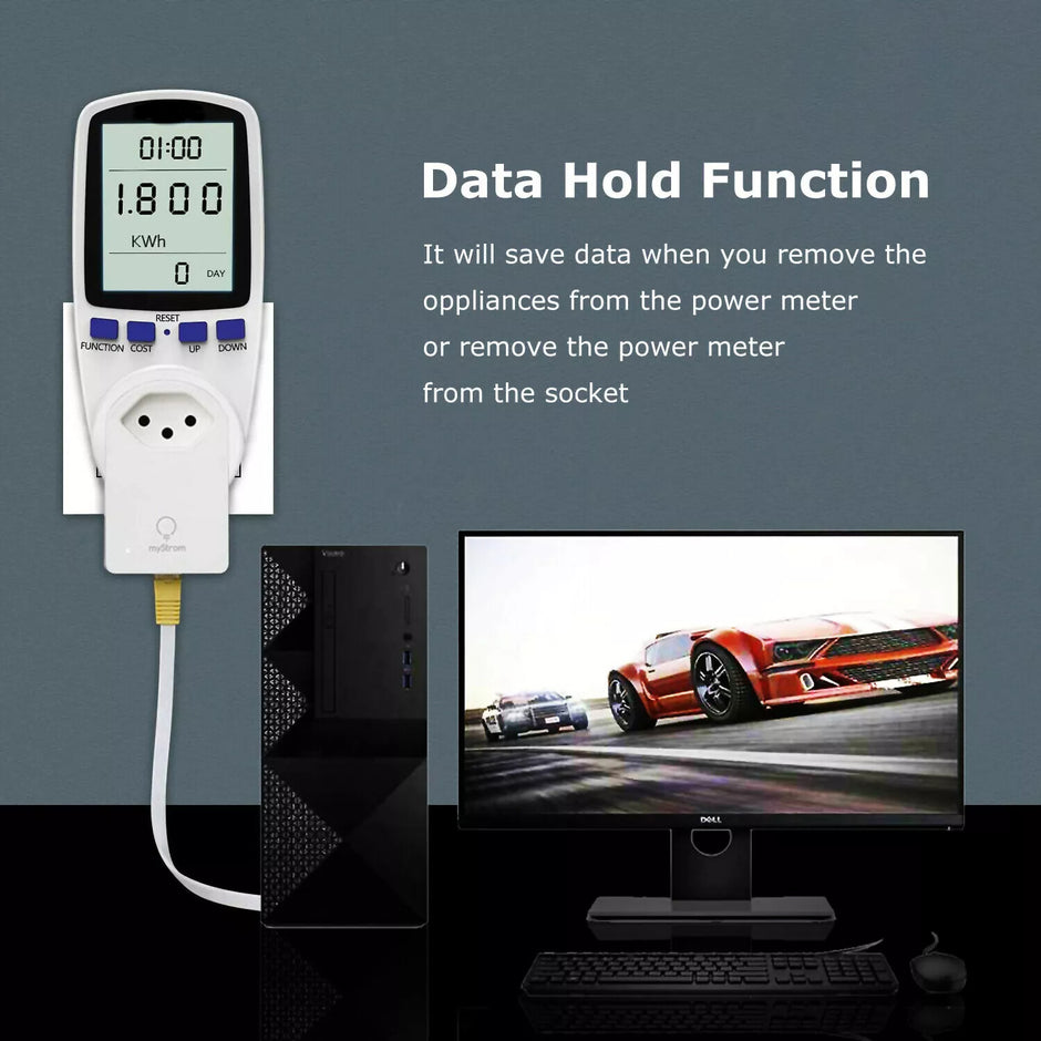 Digital Power Saving Energy Monitor - Electricity Usage Meter with LCD Display | Track kWh & Costs