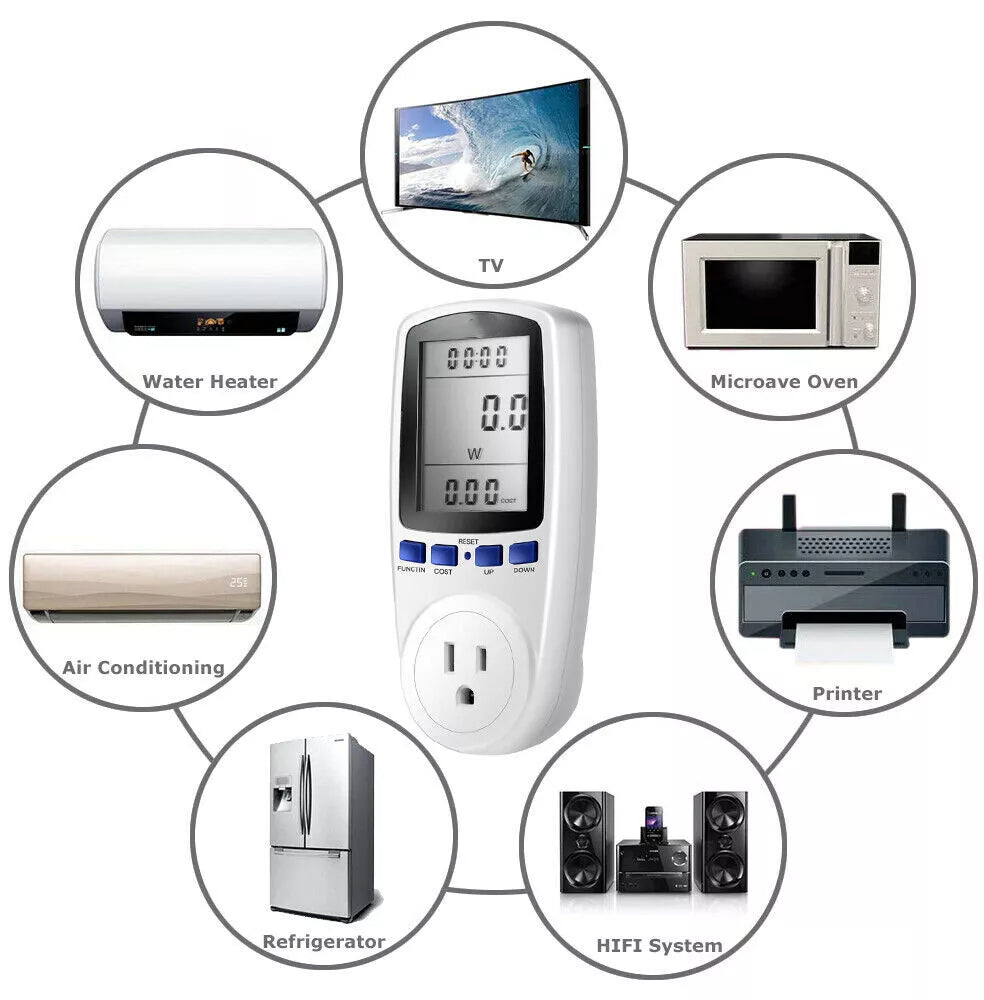 Digital Power Saving Energy Monitor - Electricity Usage Meter with LCD Display | Track kWh & Costs