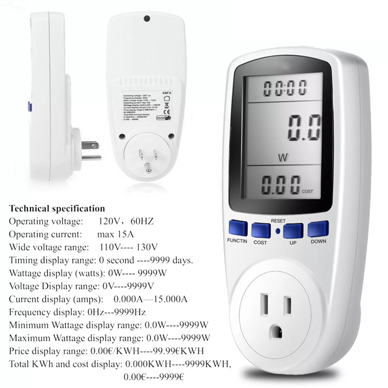 Digital Power Saving Energy Monitor - Electricity Usage Meter with LCD Display | Track kWh & Costs