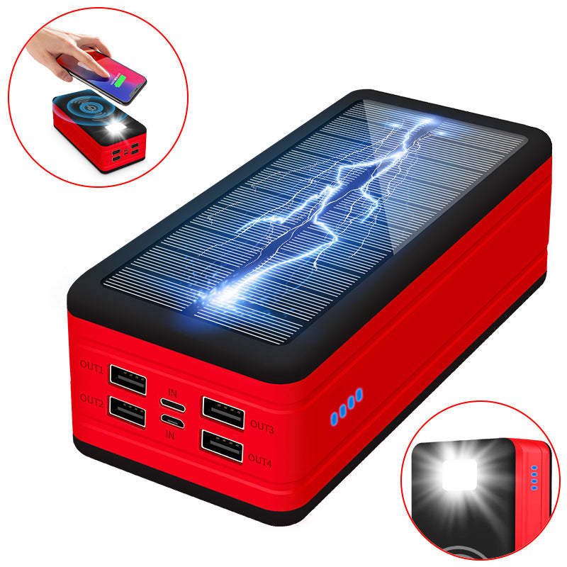 Solar Wireless Power Bank - High Capacity Portable Charger with Solar Panel