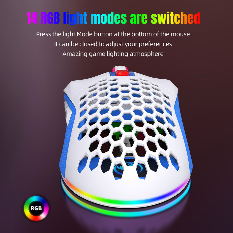 RGB Gaming Mouse - Lightweight Hollow Design Wired E-Sports Mouse with Macro Programming