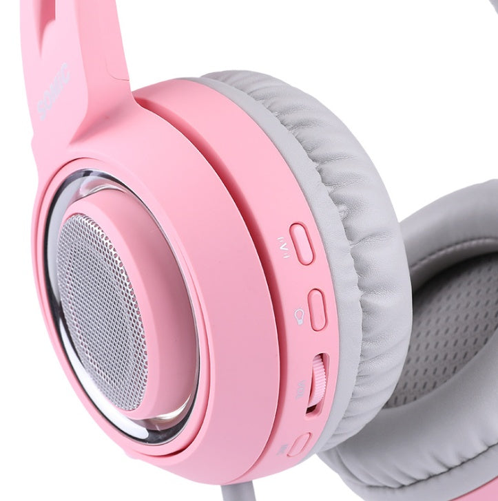 Gaming Headset with Cat Ears - USB 7.1 Surround Sound & RGB LED