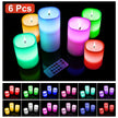 Flameless LED Candles 6-Pack - Battery Operated with Remote & Timer | 12 Colors Flickering Candles