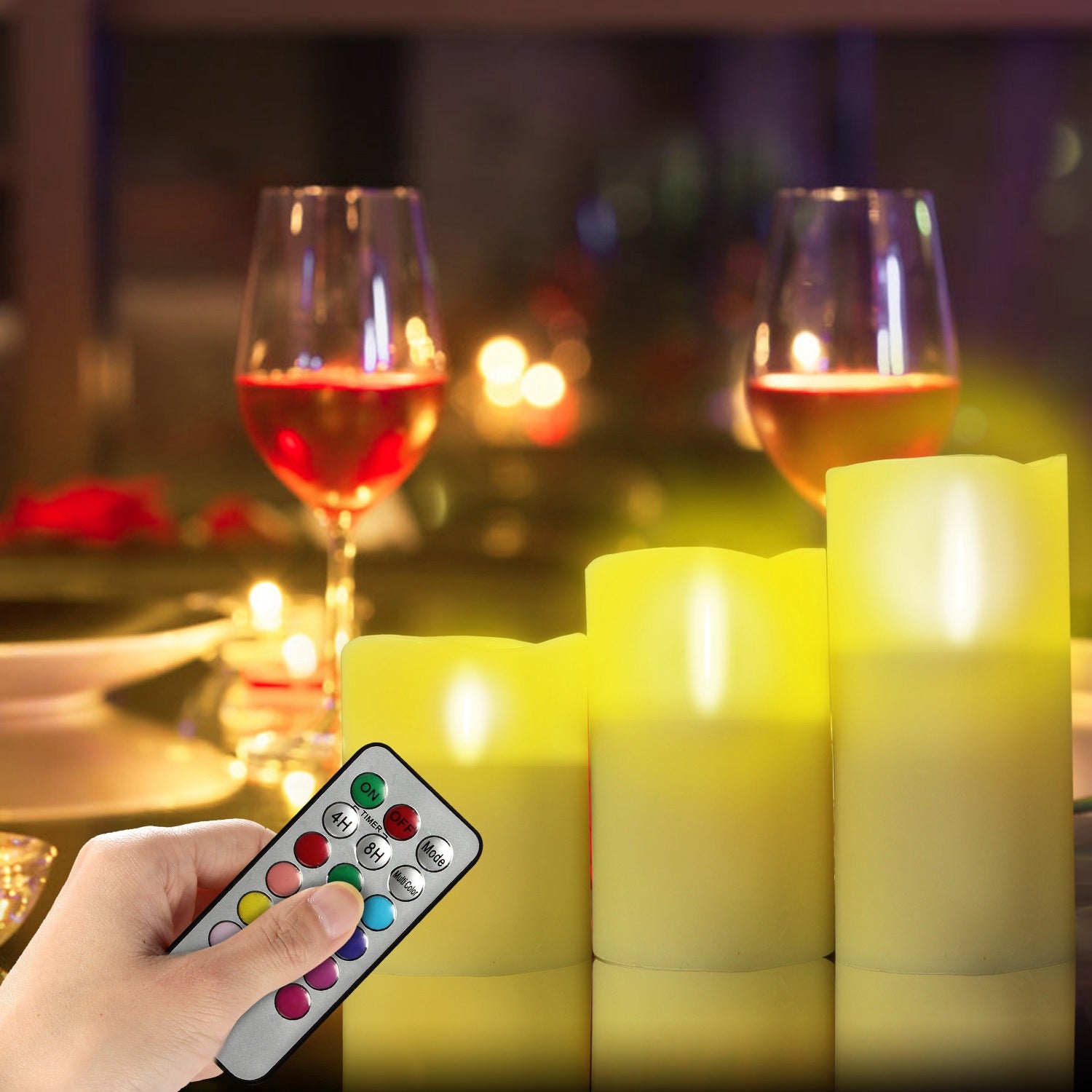 Flameless LED Candles 6-Pack - Battery Operated with Remote & Timer | 12 Colors Flickering Candles