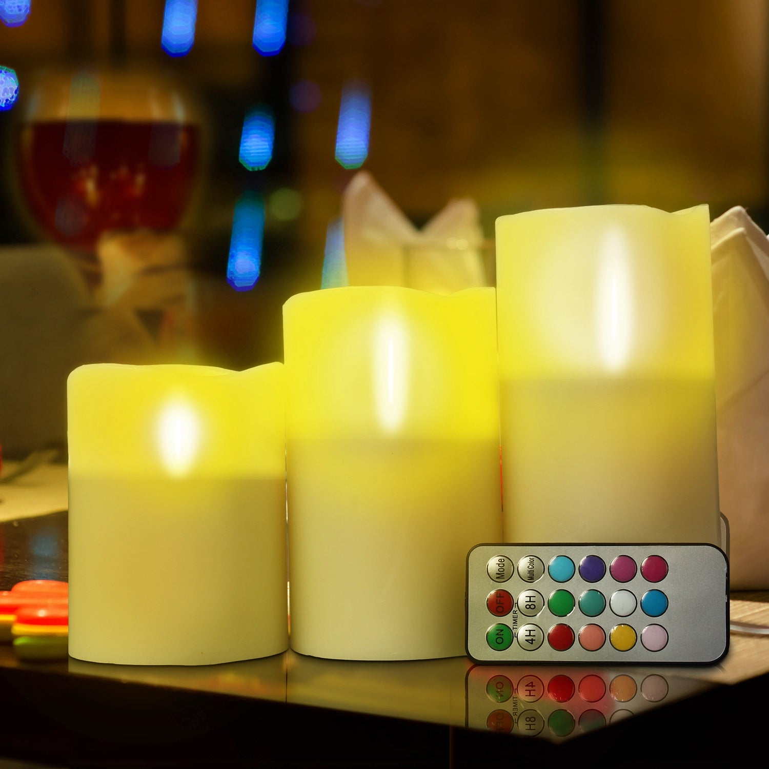 Flameless LED Candles 6-Pack - Battery Operated with Remote & Timer | 12 Colors Flickering Candles