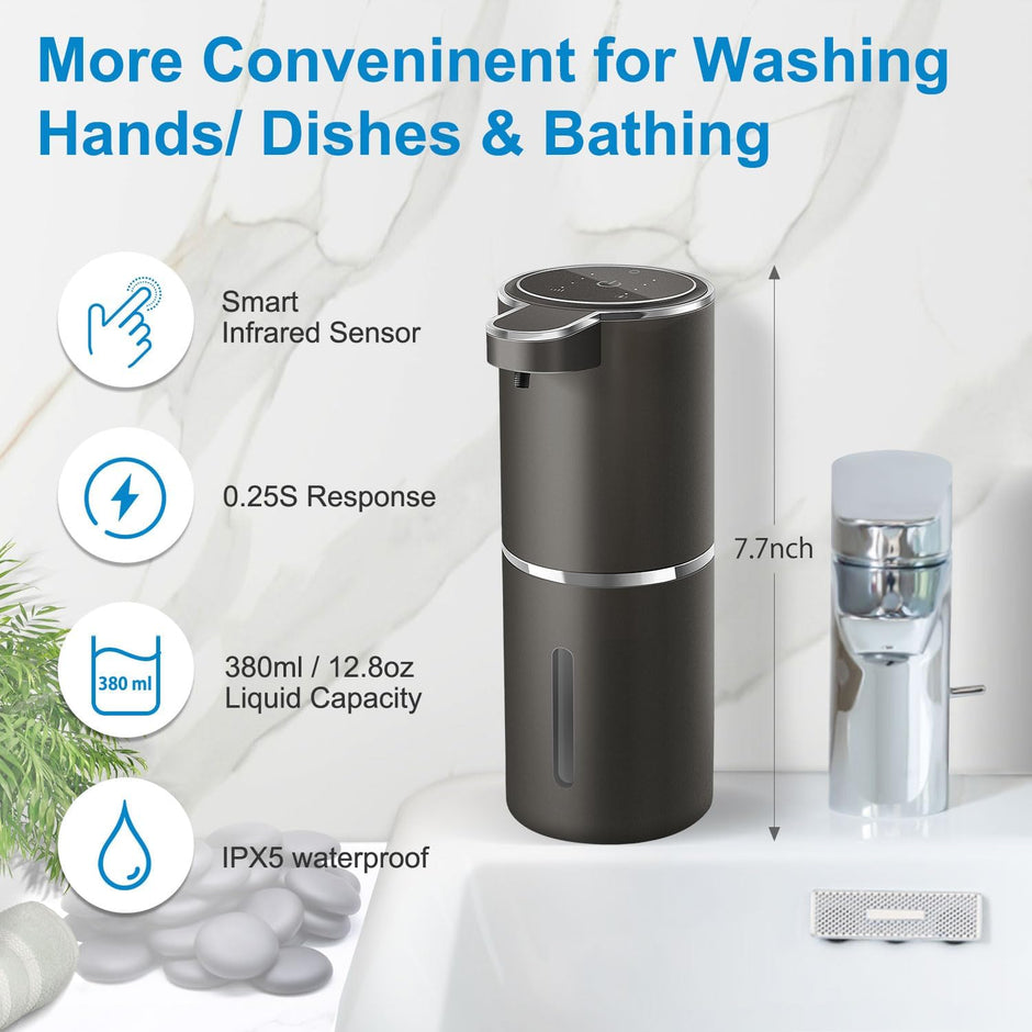 Automatic Soap Dispenser - Touchless Foaming 380ml USB Rechargeable with 4 Level Adjustable