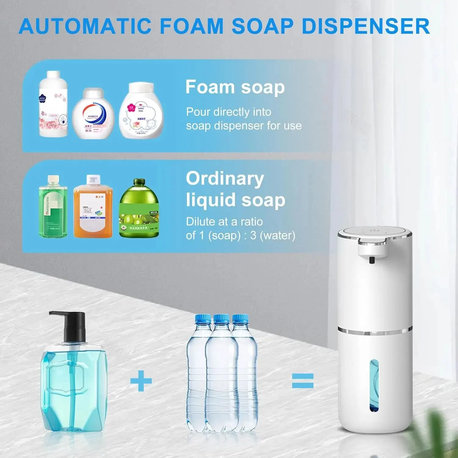 Automatic Soap Dispenser - Touchless Foaming 380ml USB Rechargeable with 4 Level Adjustable