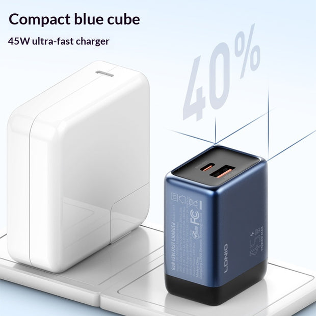 45W GaN Fast Charger - USB-C PD Compact Wall Adapter for Travel
